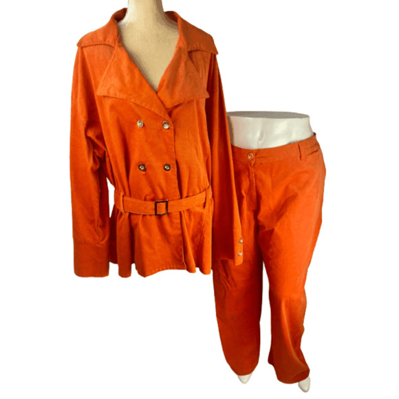Gold Flava women's orange corduroy pant set size 32 super plus - Picture 1 of 3